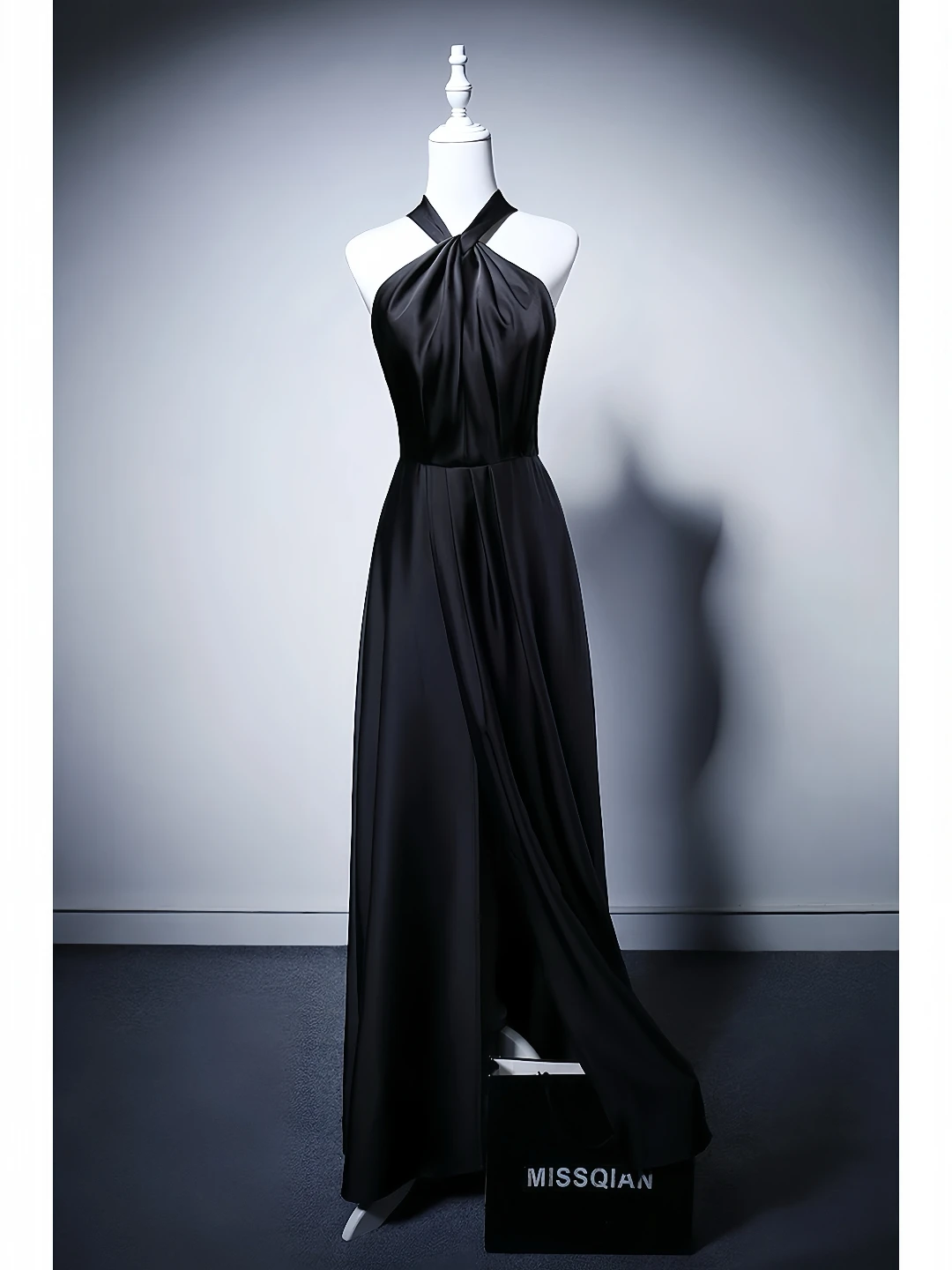 Classic Black Evening Dress Strapless Slimming Ribbon Backless Side Slit For Women Wedding Suitable Formal Cocktail Party Gowns