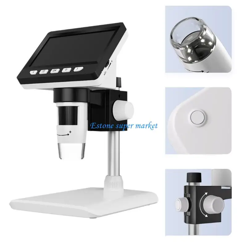 090B LCD Microscope for Student Optical Glass for Biological Nature Observation School Kids Educational Microscope
