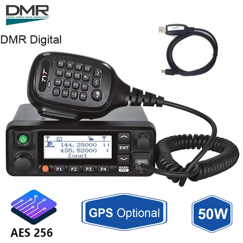 

New TYT MD9600 Plus With AES256 Encryption DMR Digital Radio 50W High Power Dual Band 136-174 & 400-480MHz Mobile Transceiver