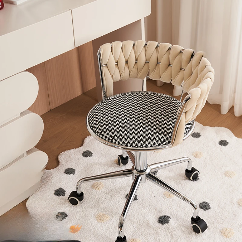 

Light Luxury Home Bedroom Dressing Chair, Swivel Backrest Living Room Bar Chair, Shop Manicure Stool, Home Balcony Leisure Stool