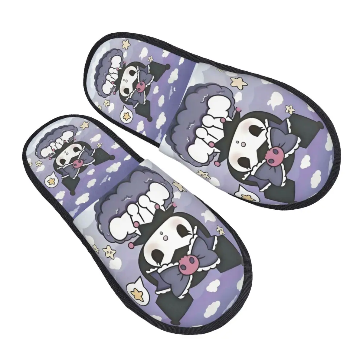 

Домашние тапочки Sanrio Kuromi с героями мультфильмов, женские удобные тапочки без шнуровки из пены с эффектом памяти Kawaii, аниме, тапочки для спальни