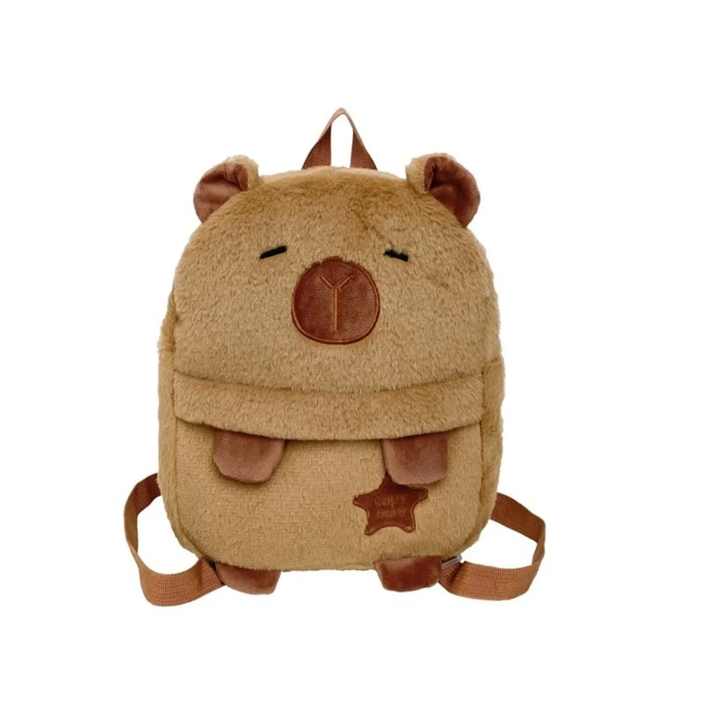 حقيبة ظهر Kawaii Cartoon Capybara ذات سعة كبيرة من القطيفة للطلاب حقيبة مدرسية خفيفة الوزن بسحاب للأطفال حقيبة ظهر للسفر