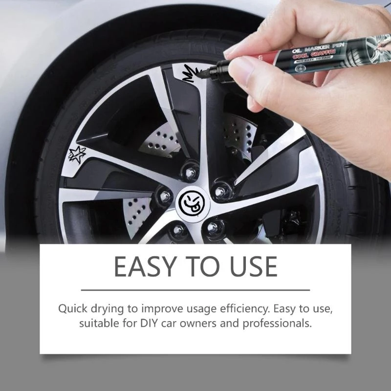 قلم إصلاح خدوش السيارة مقاوم للماء، قلم علامة طلاء زيتي لإطارات العجلات، قلم لمس مزيل طلاء الطلاء