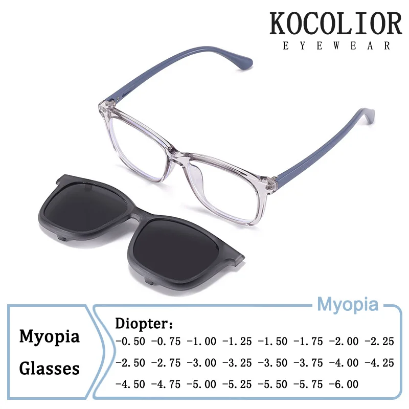 

New Set of Glasses Square Frame Dual-purpose Anti Blue Light Prescription Myopia Polarized Light Children Astigmatism Eyeglass