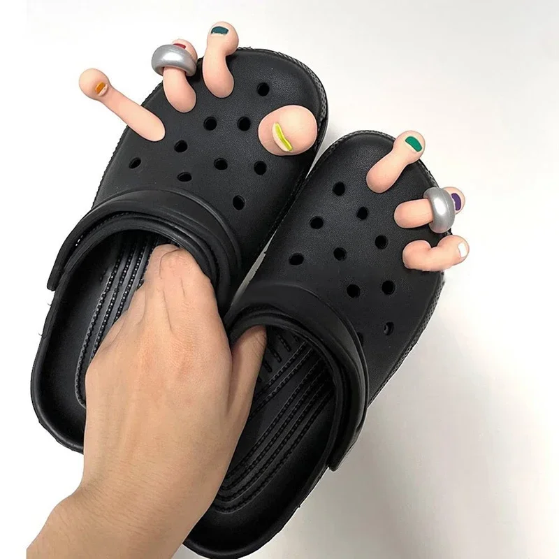 3D Toe Charms Fingers Set  DIY Funny Toe Simulation Foot Thumbs Hole Shoe Decoration Summer Slippers Accessories
