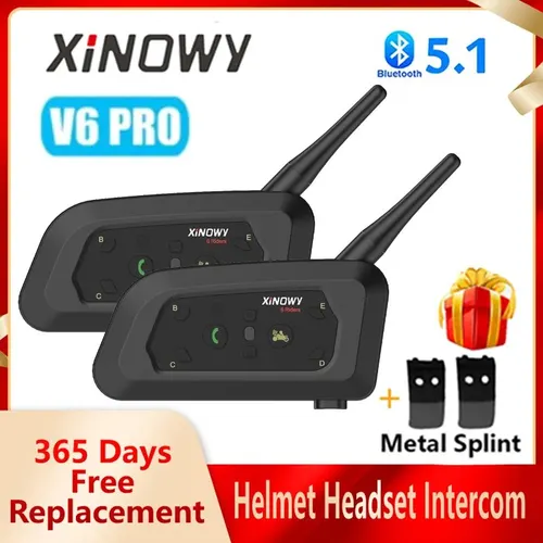 Imagen 1 del producto XINOWY V6 PRO casco de motocicleta Bluetooth intercomunicador auriculares 800M interfono comunicador para 6 conductores reproductor de música impermeable