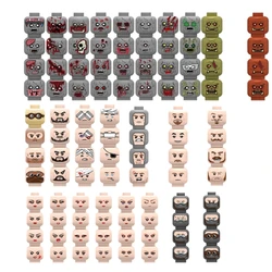 Injured Emotional Face Heads Building Blocks, Army Soldiers Figures, Zombie Heads, Military Parts, Bricks Toy