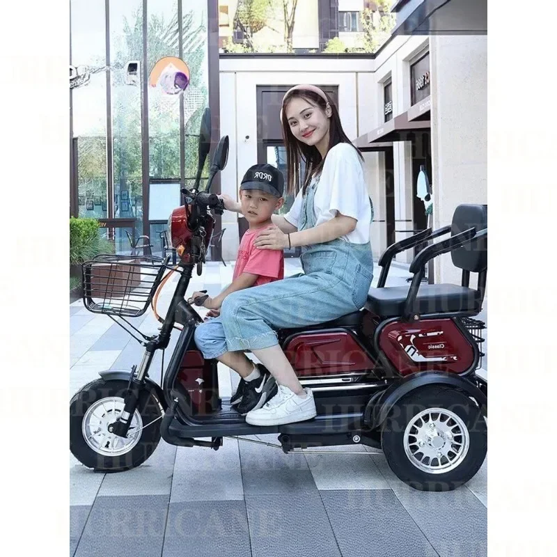 New electric tricycle,  lightweight, small scooter for the elderly, parent-child battery car