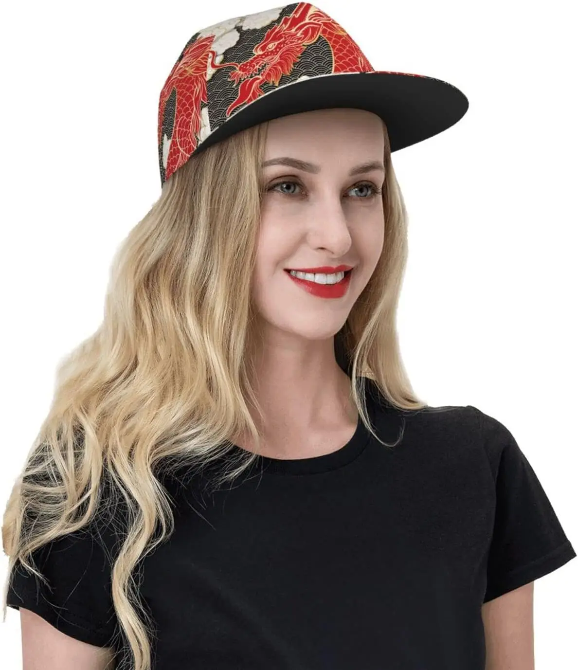 Chinese Dragon Baseball Cap Adjustable Flat Brim Cap Summer Cool Dragon Snapback Baseball Hats for Men Women