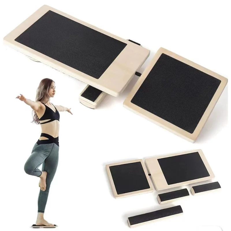 

A64T-Доска для растяжки ног из цельного дерева, тренажер для йоги, балетная доска для балансировки одной ноги для упражнений на устойчивость растяжении лодыжки