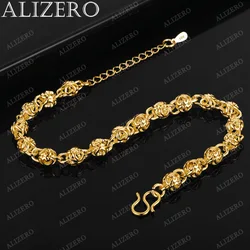 ALIZERO 18K Gold Charms Beads Bracelets For Women Man Jewelry Wedding Banquet Party Gift Fashion Personality Bracelet Chain