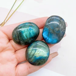 Natural  Blue Flash Labradorite Palm Gemstone Crystal Rock Stone Jewelry Reiki Healing  anxiety therapy Home Decor Gift