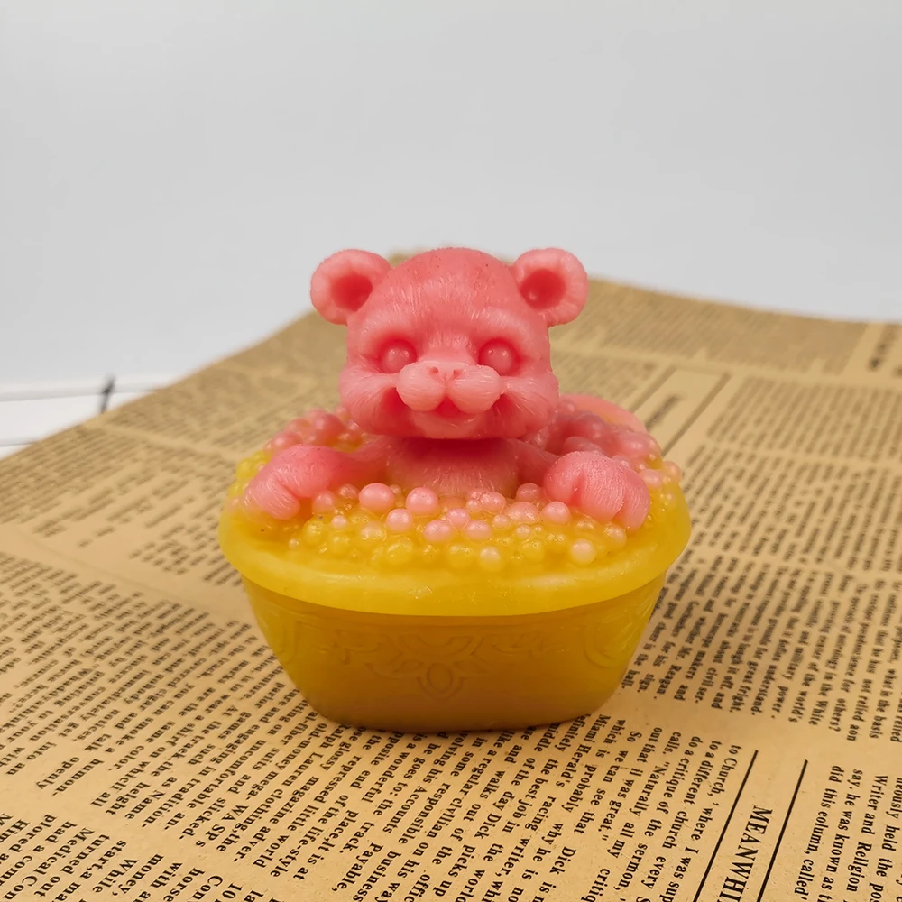 

PRZY Baby Tiger Taking A Bath Mold Silicone Fondant Mould 3D Cute Clay Resin Bubble Bath TigerMold Silicone Mousse Cake Molds