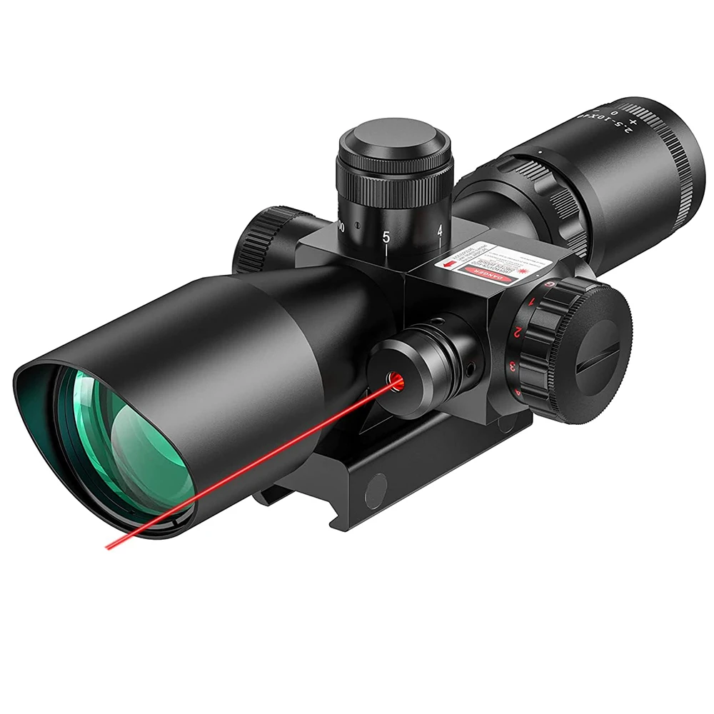 Cannocchiale da Fucile 2.5-10x40 con Illuminazione Rossa e Verde, Mirino Mil-dot Combo per Caccia