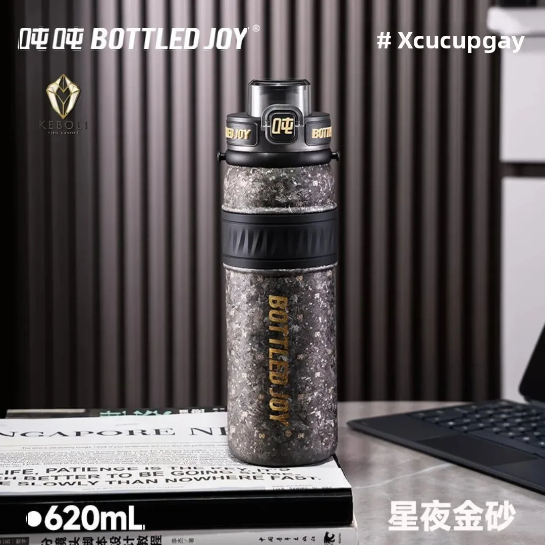 620ml Titanium Vacuum Insulated Bottle - Reusable Straw Thermos with Tea Strainer, Durable Travel Sports Water Cup for Men