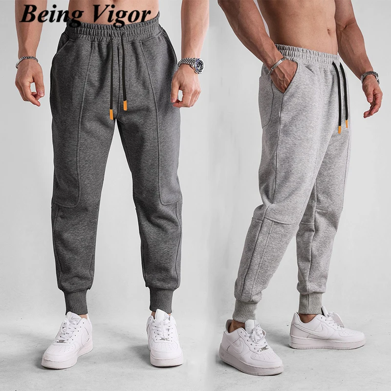 

Being Vigor Fitted Men's Sweat Pants Cotton Joggers Sport Trekking Pants Solid Cargo Pants Long Trousers pantalones hombre