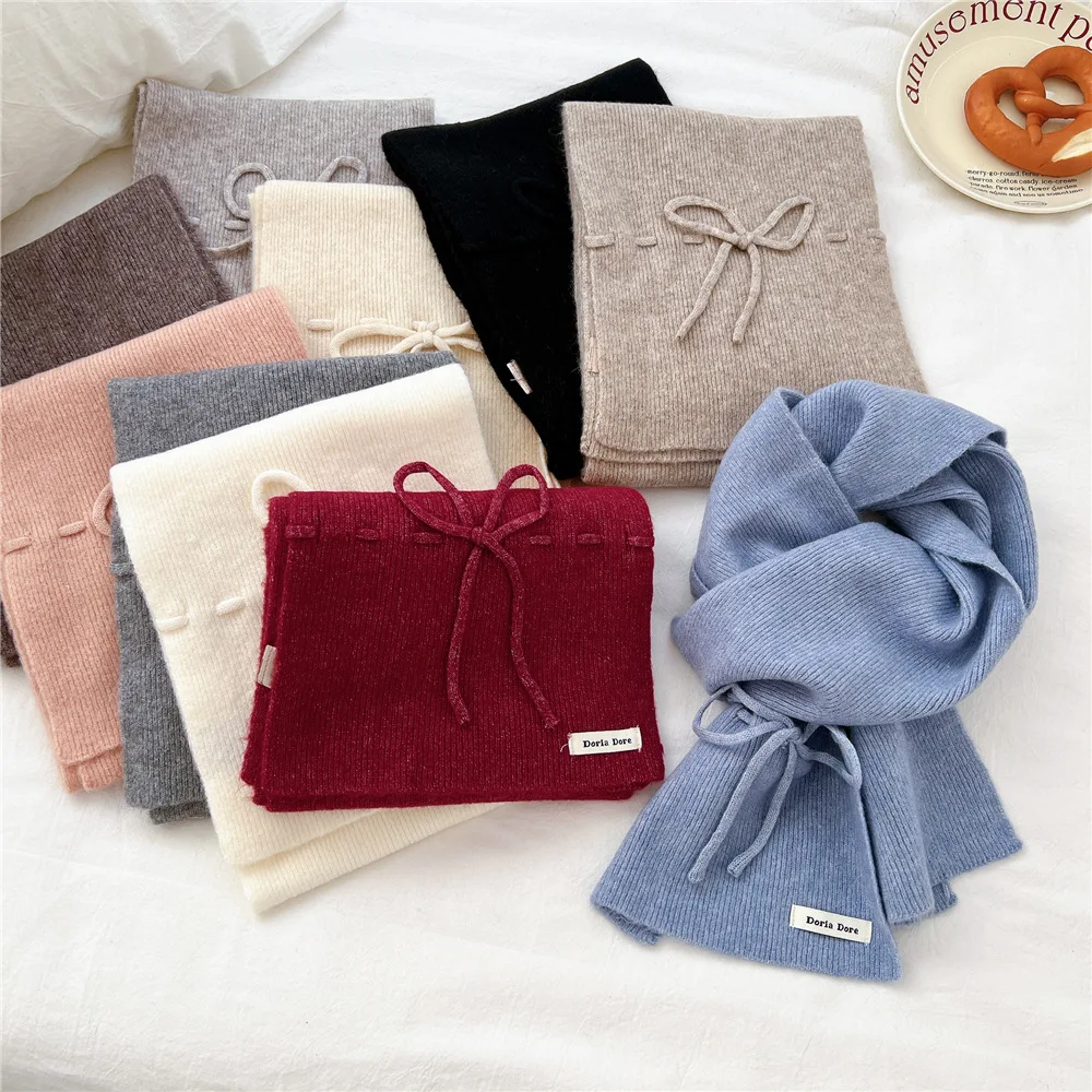 

Butterfly Knot Solid Color Knit Scarf for Women, Winter Warm Wool Neck Warmer