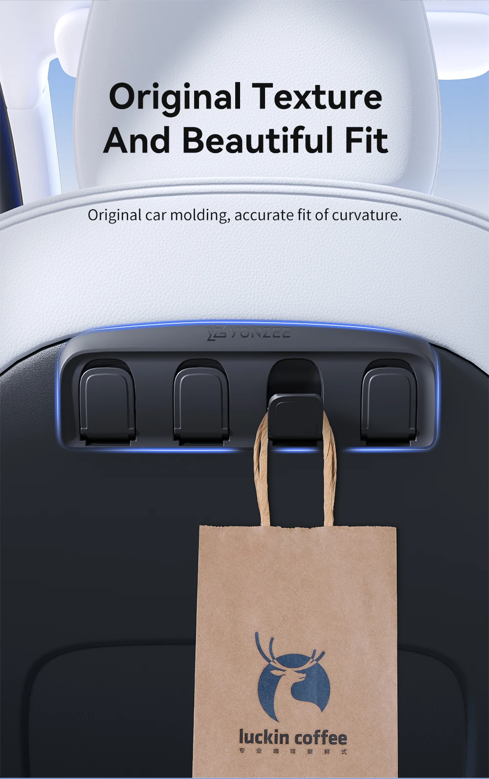 YZ für Tesla Model YL Y 3 Highland Juniper 2021-2026 Klappbarer Auto-Rücksitz-Aufbewahrungshaken Organizer ABS Automobilzubehör – Detail 6