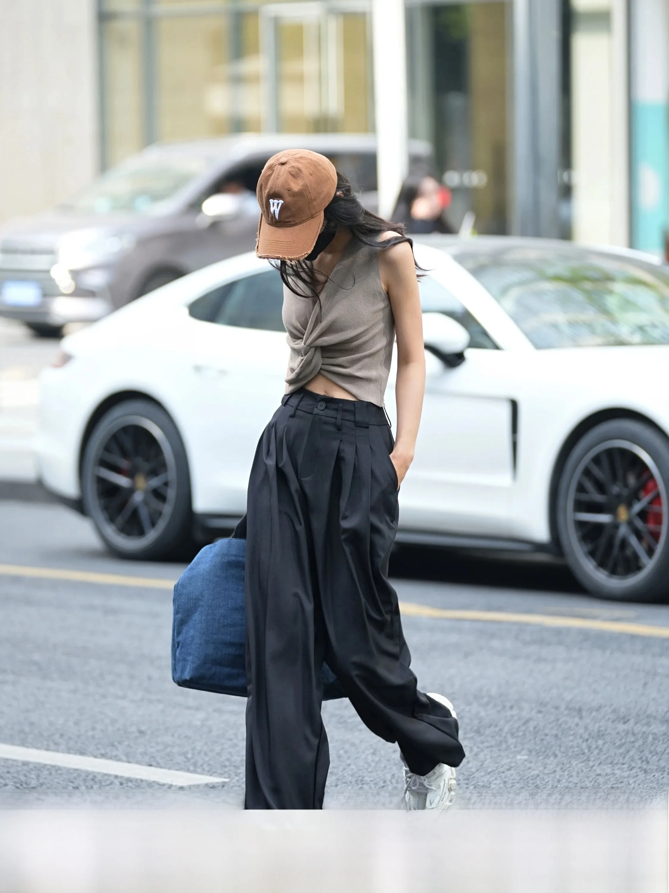 

Luna7xi High Waist Wide Leg Casual Suit Pants for Women Black High Fashion Summer New Style Commuter Korean Style Polyester F...