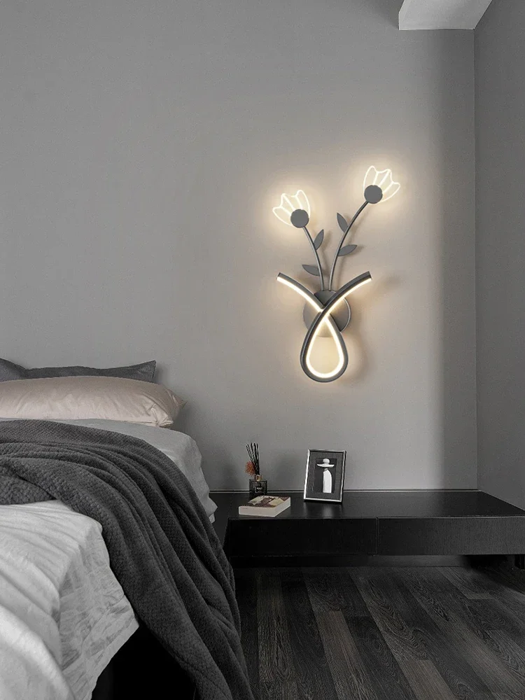 

Wall lamp Nordic creative designer living room background wall romantic flower Internet celebrity bedroom bedside decoration