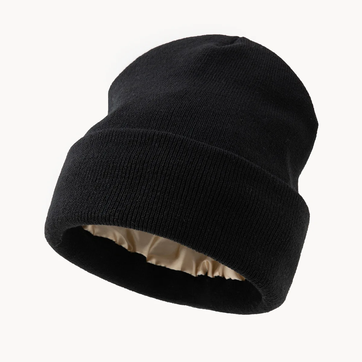 Custom Logo Knitted Hat Winer Silk Satin Lined Beanie Outdoor Keep Warm Thicken DIY Embroidery Men Women Ski Skullies Cap
