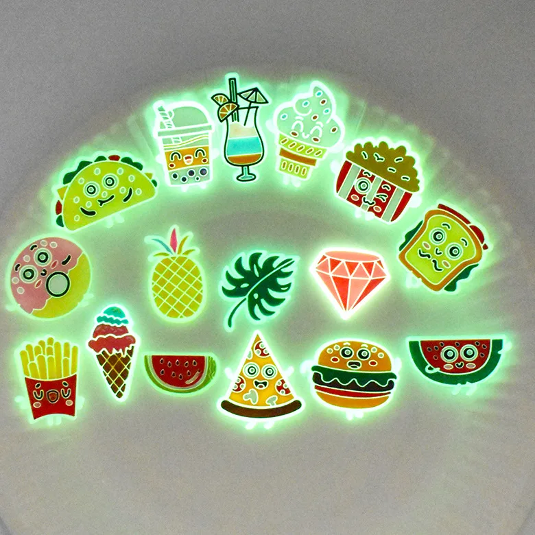 2pcs glowing in dark PVC French fries watermelon shoe buckles charms accessories decorations for clog wristbands DIY unisex gift