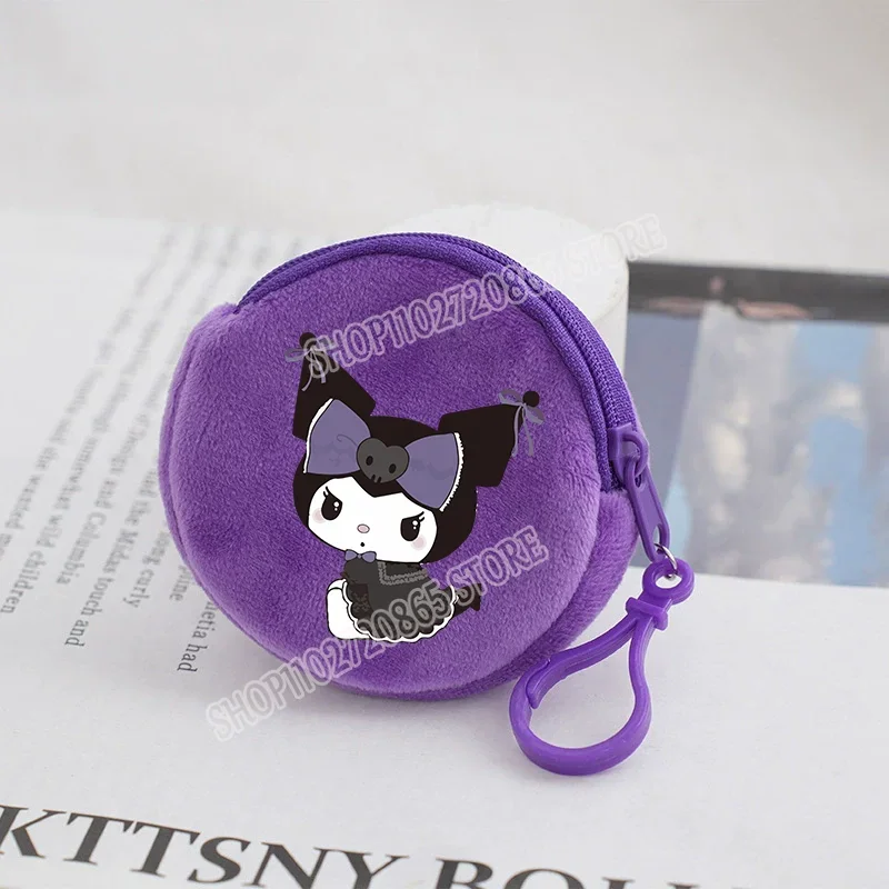 Carteira Kuromi Kawaii, Anime de Alta Qualidade, Carteira com Zíper para Meninas, Mini Carteiras Roxas, Presente de Aniversário para Crianças