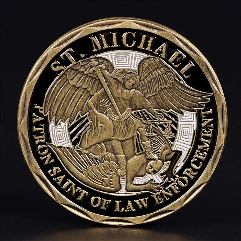 1pcs Michael Police Officer Badge Patron Saint Commemorative Challenge Coin Art Approx.4cm/1.57in For Party Favors