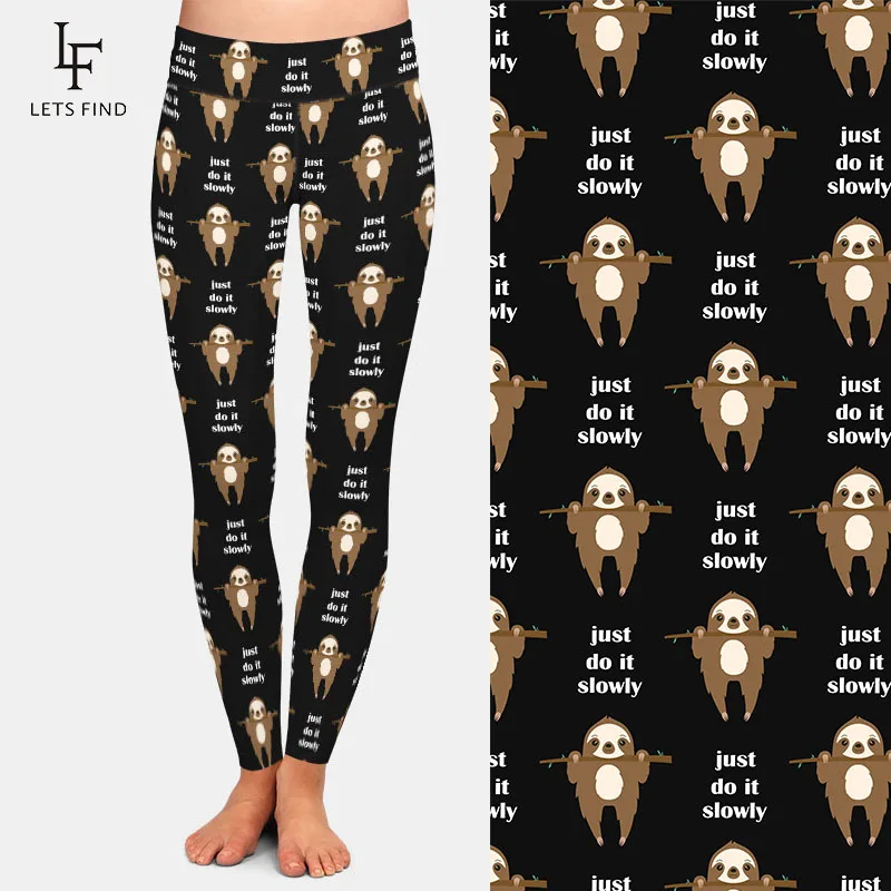 LETSFIND High Quaility Women Soft Leggings Cute 3D Sloth Digital Printing High Waist  Fitness Slim Stretch Leggings