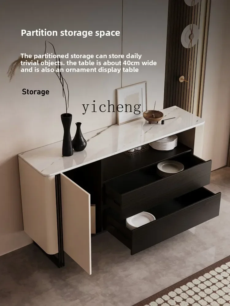 

ZZ side cabinet marble modern simple luxury stone entrance cabinet solid wood dining room living room wall