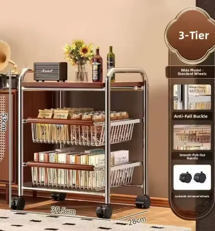 Kitchen Multi-layer Floor-standing Storage Ra Fruit And Vegetable Basket Living Room Multi-functional Small Cart