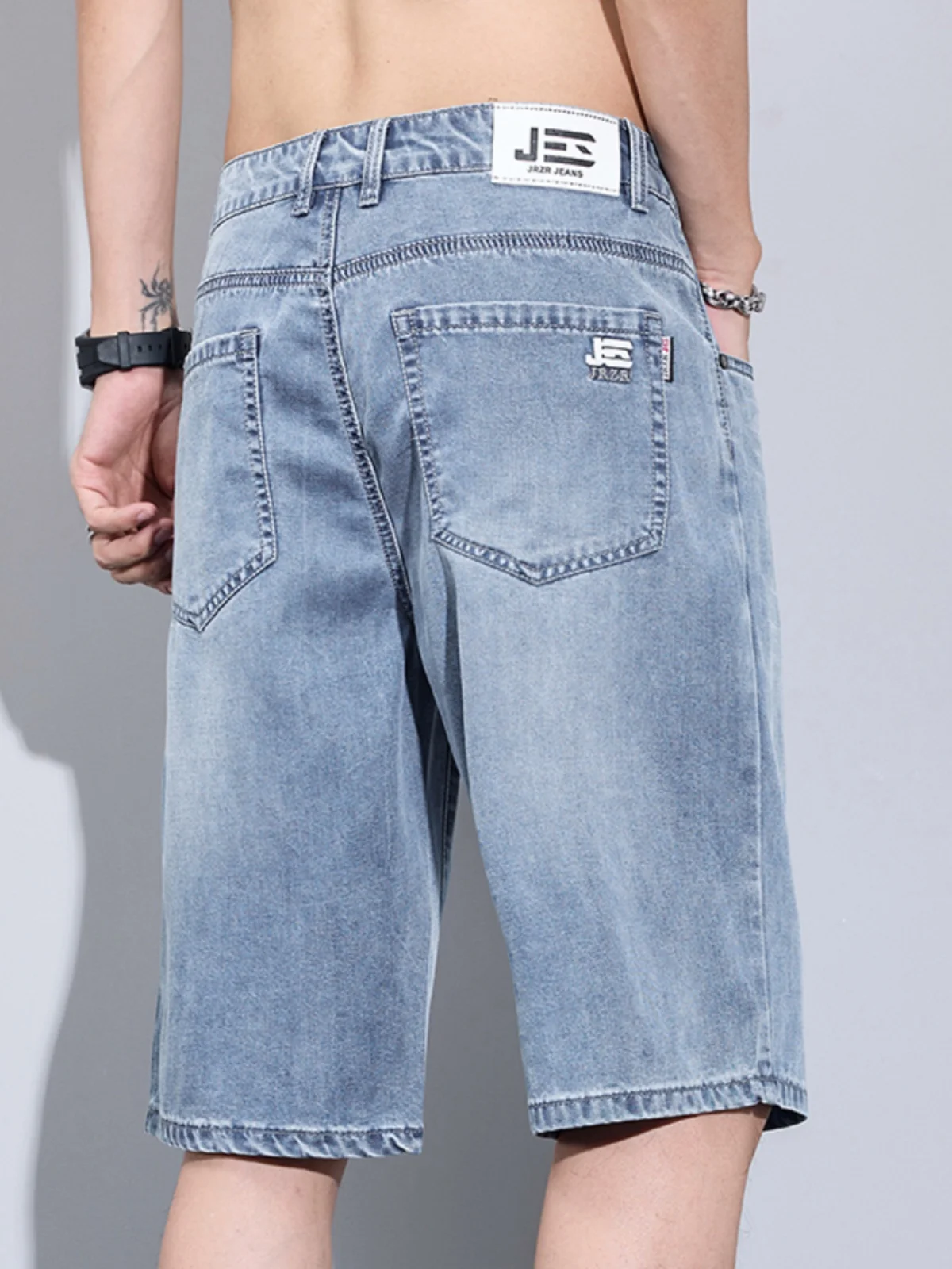 Jeans in seta di ghiaccio orts da uomo estivi sottili larghi dritti casual nuovi jeans in seta di marca 2025 jeans a gamba dritta a vita media