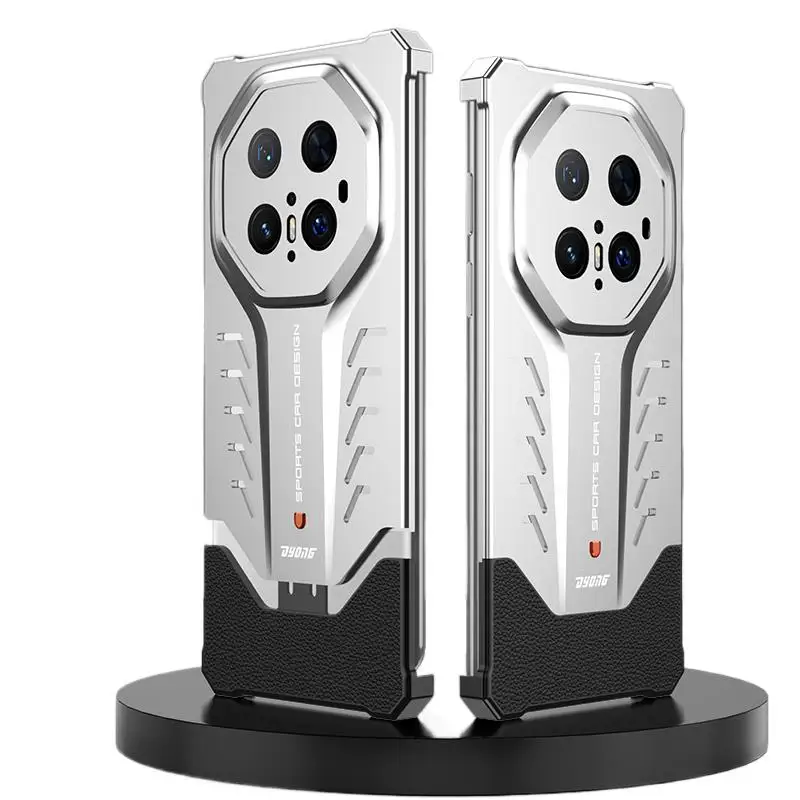 

Premium Metal&Leather Borderless heat dissipation Elastic mount Back Cover For Huawei Mate 70 RS Ultimate shockproof Phone Case