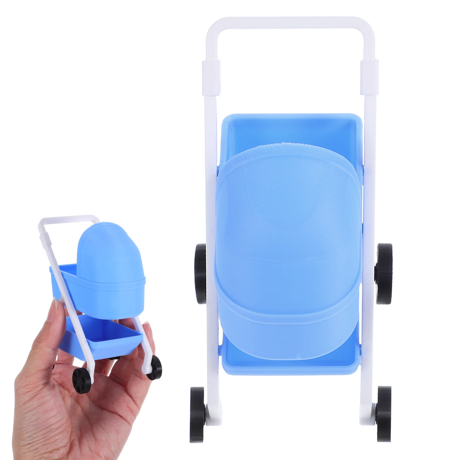 

1:12 Scale Mini Cradle Stroller Realistic Design No Assembly Required For Dollhouse Decoration Pretend Play Dolly Pram Buggy