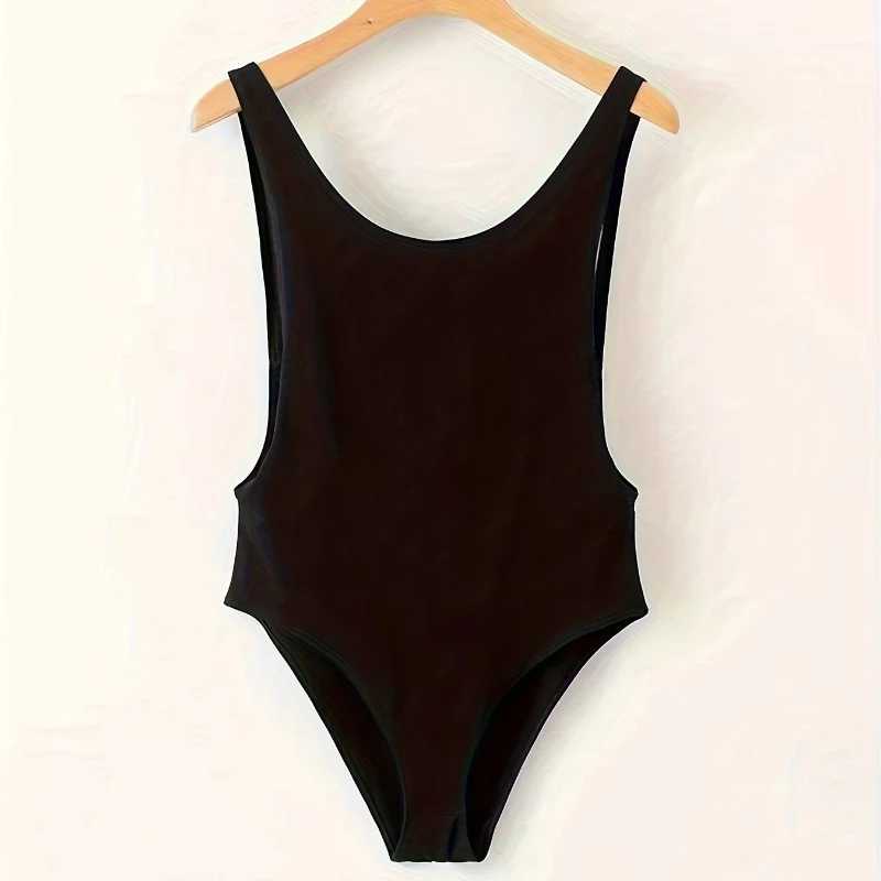 European and American women's sexy and fashionable summer tight fitting base solid color sleeveless bodysuit top