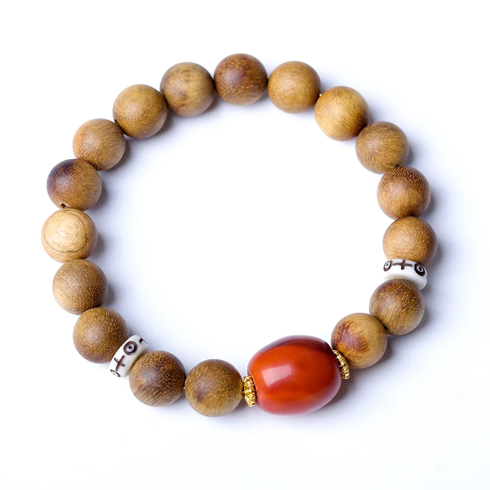 2026 Autumn Agarwood Bracelet Chinese Style Warring States Red Agate Beaded Bracelet for Good Luck Gifts