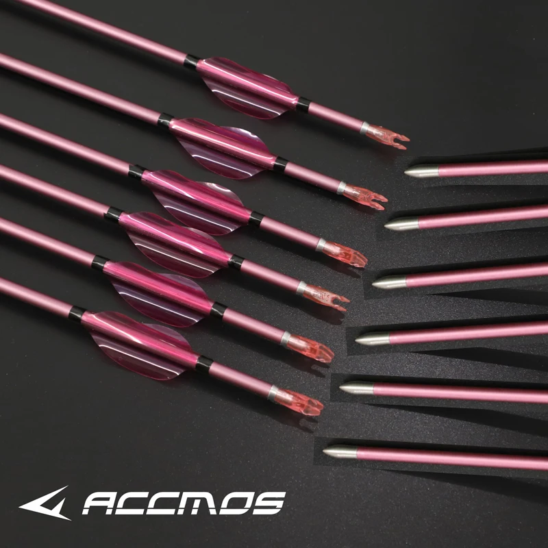 6/12pc Pure Carbon Arrow ID 4.2mm Spine 500 600 700 800 900 1000 with Spin Vanes Shaft Length 31 Inch for Recurve/Compound Bow