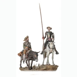 Unassambled   1/32 54mm ancient fantasy soldier Don Quixote and Sancho  figure  Resin figure miniature model kits Unpainted