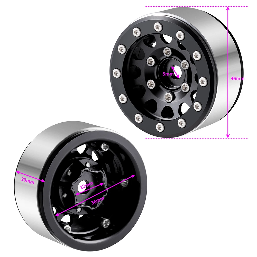 YEAHRUN 4 pièces 1.55 pouces jantes en alliage d'aluminium pour voiture sur chenilles RC Axial 90069 D90 TF2 Tamiya CC01 LC70 MST JIMNY pièces de mise à niveau