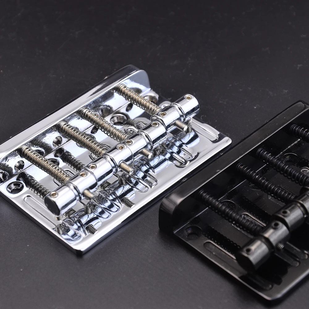 4 Strings Chrome / Black Electric Bass Bridge