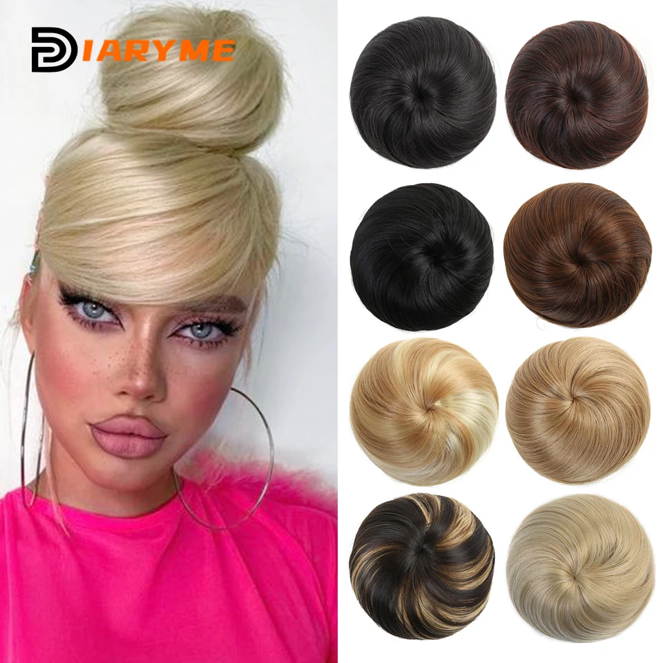 Drawstring Hair Bag Synthetic Updo Hair Buns Extensions Donut Straight Chignon Fake Hair Ballet Bun for Women Girls Lady