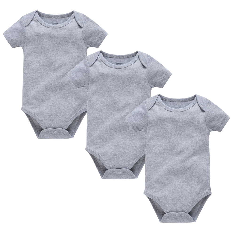 3Pcs/Lot Newborn Baby Bodysuits Solid White Cotton Short Sleeve Onesies Infant Basic Rompers Jumpsuits Baby Clothes 0-24M