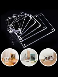 5.5-10cm Acrylic Photo Frame Magnetic Display Stand Desktop Card Photo Poster Notes Tickets Paintings Clear Holder For Home