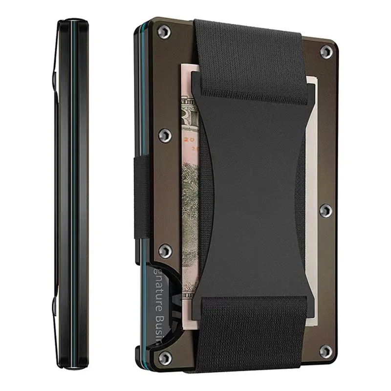 2024 New Metal Card Case Carbon Fiber Wallet Stretch Rope Money Clip RFID Anti-theft Brush Blocking Technology