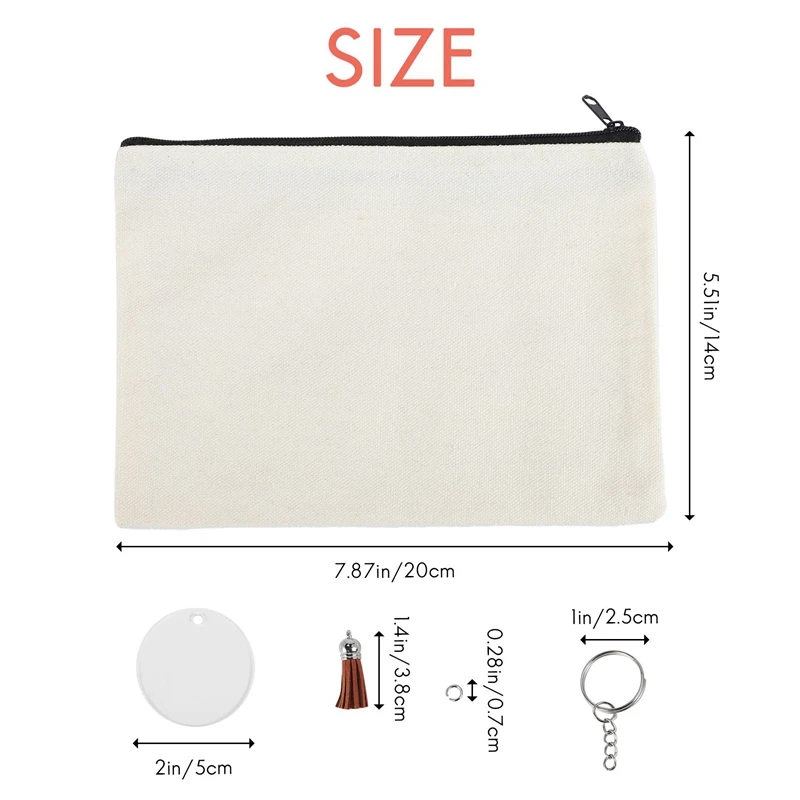 10 шт., сублимационные заготовки, сумка «сделай сам», теплопередача, косметички, железный чехол на молнии, холст, чехол для ручек для женщин и детей