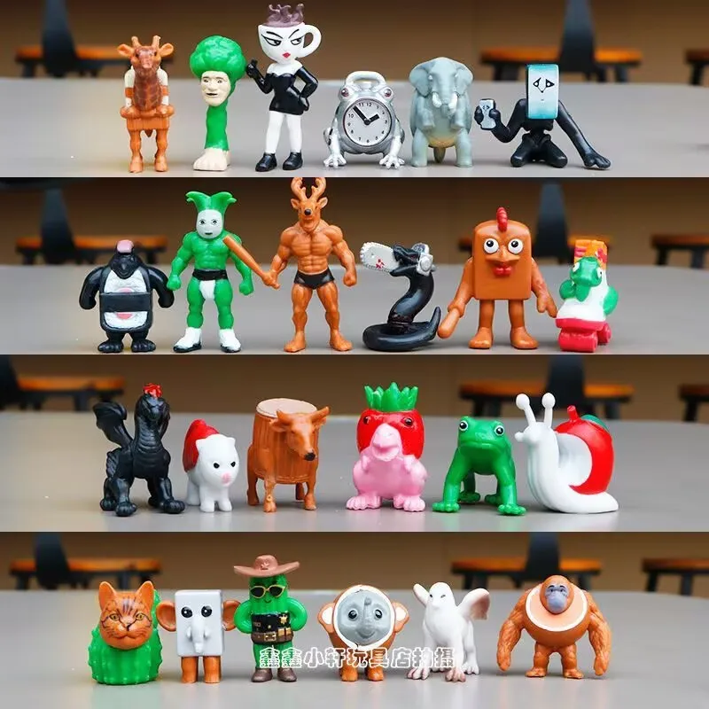 Um conjunto completo de brinquedos estrangeiros "Shan Hai Jing", figuras engraçadas de palitos de madeira, estatuetas da moda de coco Kapi Bala e presentes decorativos