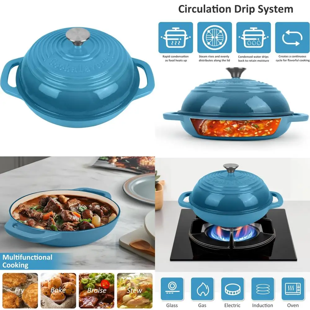 

Овальная чугунная голландская духовка с антипригарным покрытием на 2 литра для выпечки хлеба — идеально подходит для выпечки хлеба, хлеба и многого другого