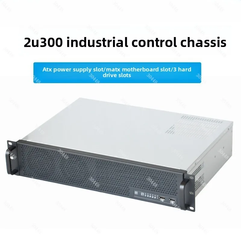 2u300 Industrial Control Chassis Server Short Case Matx Motherboard with 4 Com Ports for Recording, Broadcasting