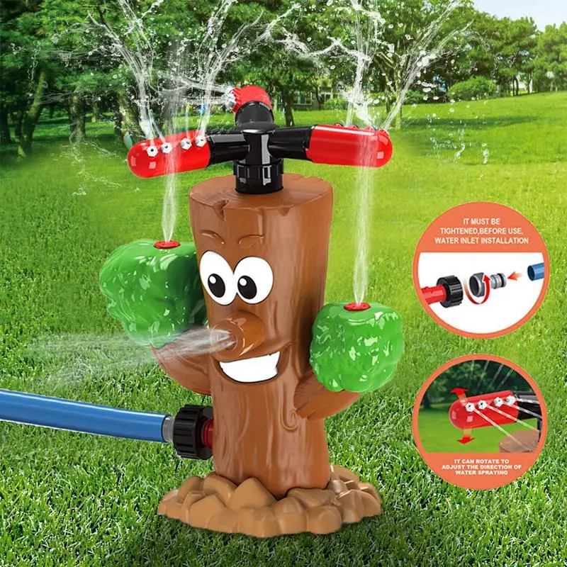 Sprinkler Baseball Helicopter Toy Tree Stump Design Water Spray Toy 360 Degree Rotating Spray Sprinkler Baseball For Girls Pets