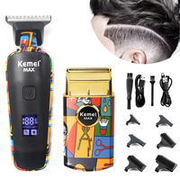 Kemei Rechargeable Graffiti Pattern Electric Hair Clipper Professional Barber Trimmer Man Shaver KM-MAX5090 KM-RS7098